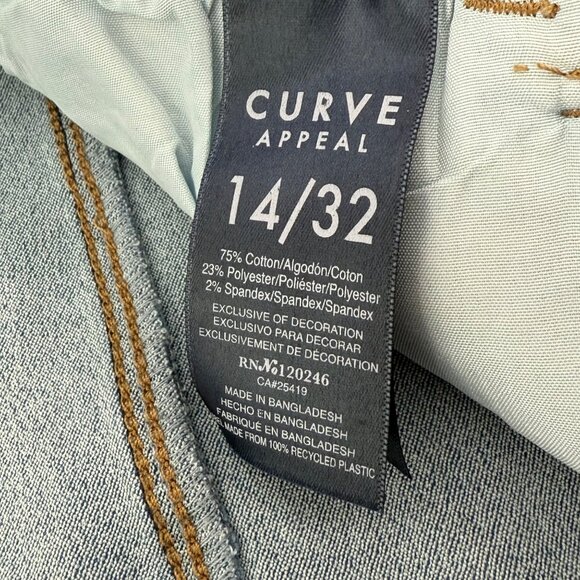 NWT Curve Appeal High Rise Essential Skinny Jean Womens 14/32 Blue Stretch Casua - Picture 9 of 11